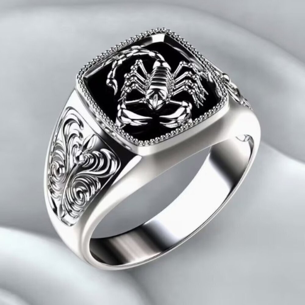 Scorpion Ring 925 Sterling Silver-Plated Men Size 11 Bold Retro Style Hip Hop